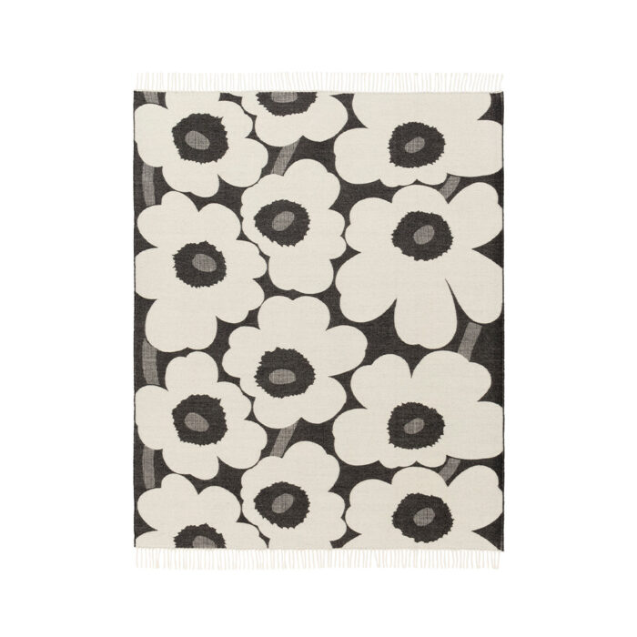 Marimekko Unikko huopa mustavalkoinen avattu